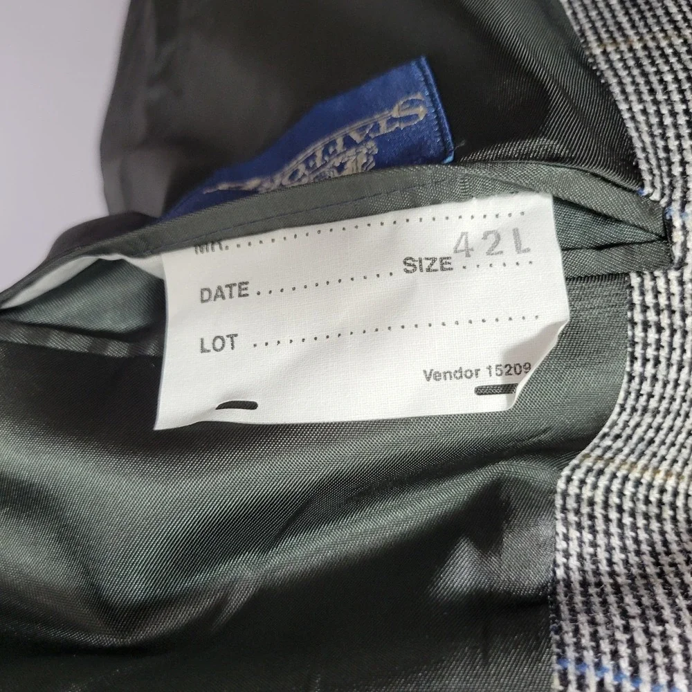VTG Stafford Men's Sport‎ Coat Blazer Two Button Gray Plaid Size 42L